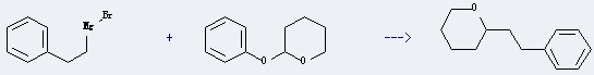 2H-Pyran,tetrahydro-2-phenoxy- can be used to produce 2-phenethyl-tetrahydro-pyran with phenethylmagnesium bromide.